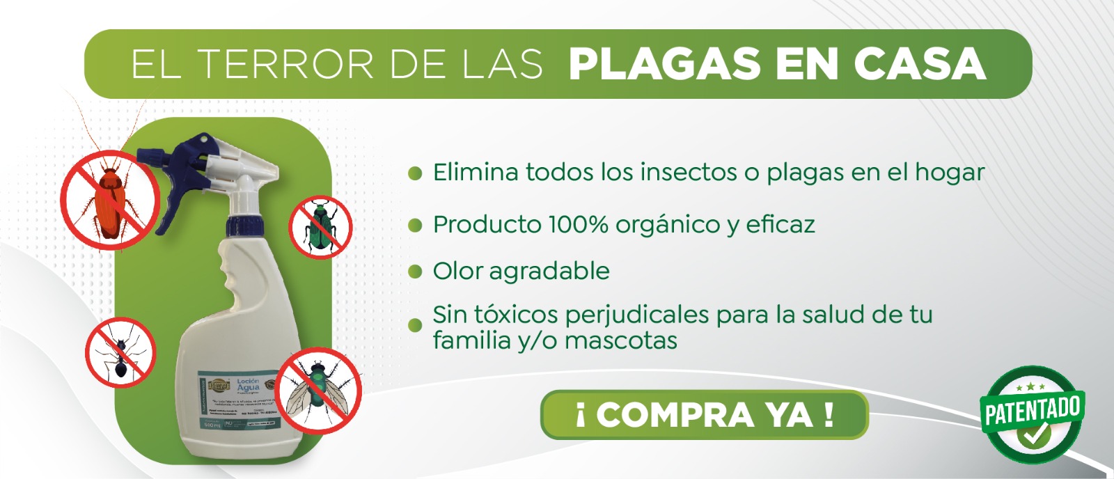 Loción Agua Hogar |Repelente Y Mata Moscas Cucarachas Pulgas